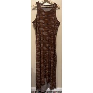 Toad & Co Sunkissed Maxi Dress Brown Southwest Tribal Wrap Cut Out Back Women XL